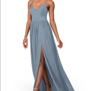 Azazie Kiri Dusty Blue Bridesmaid Dress